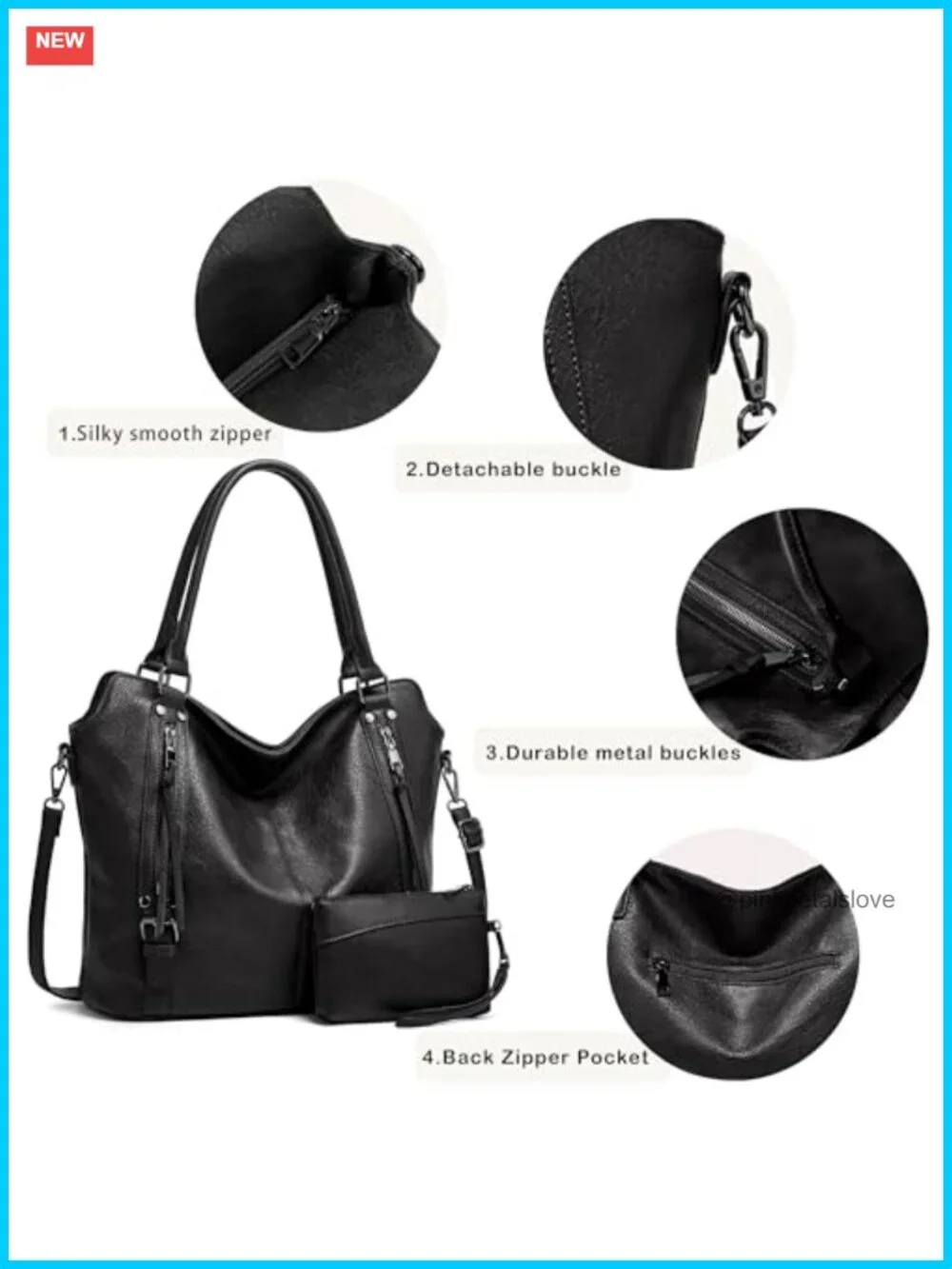 Large Hobo Tote Handbag with Adjustable Strap, Multiple Pockets, Coin Purse